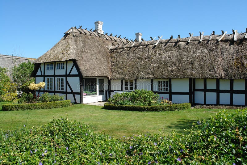 Traditional classic Danish country thached house