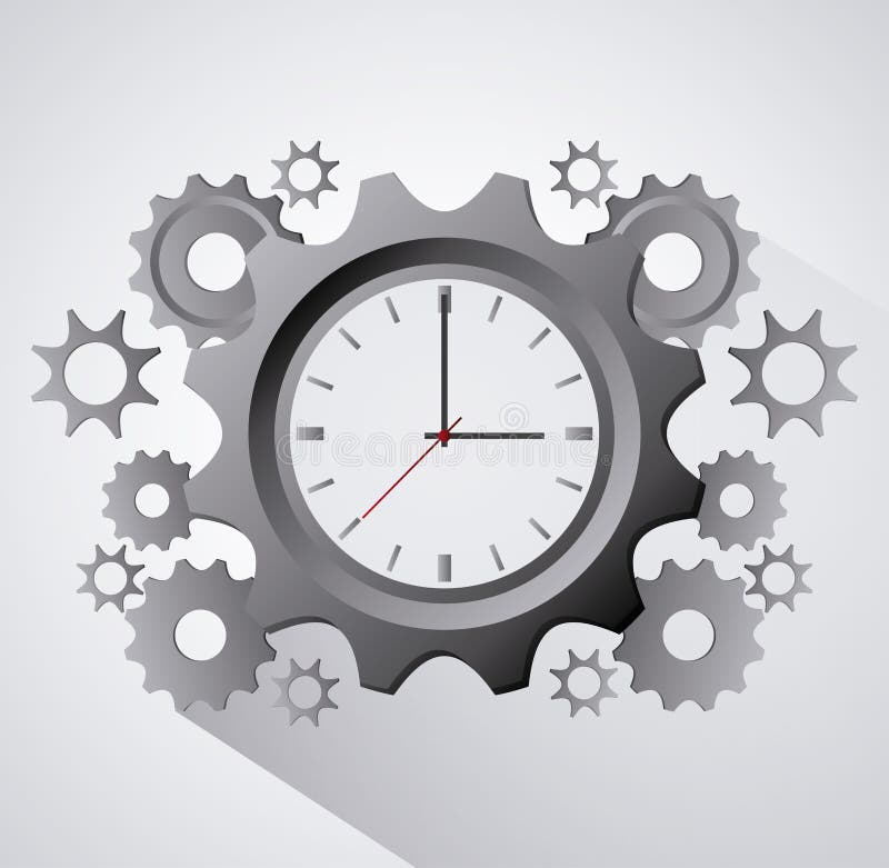 Traditional Clock Gears and Time Design Stock Vector Illustration of