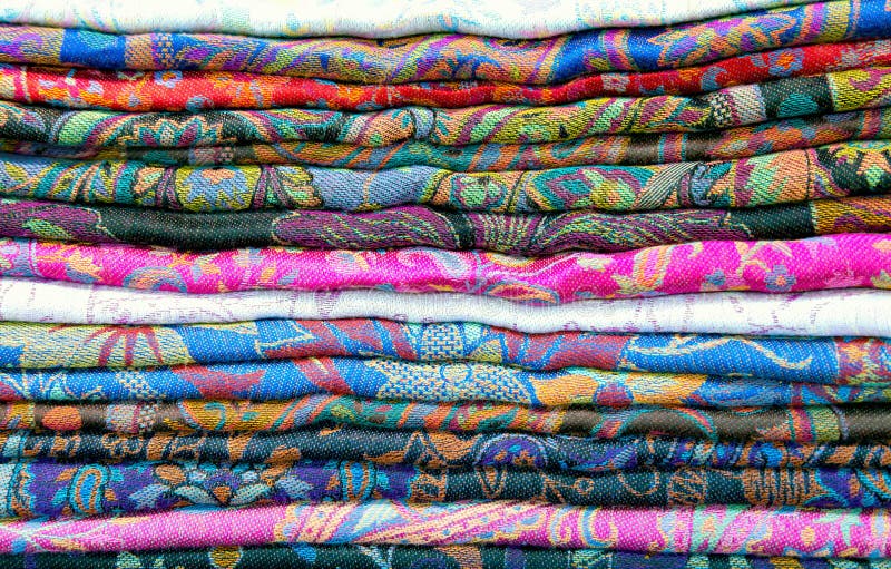 Traditional Colored Fabrics in the Indian Market Stock Photo Image of