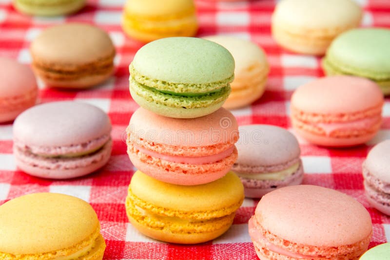 Traditional colorful french macaroons