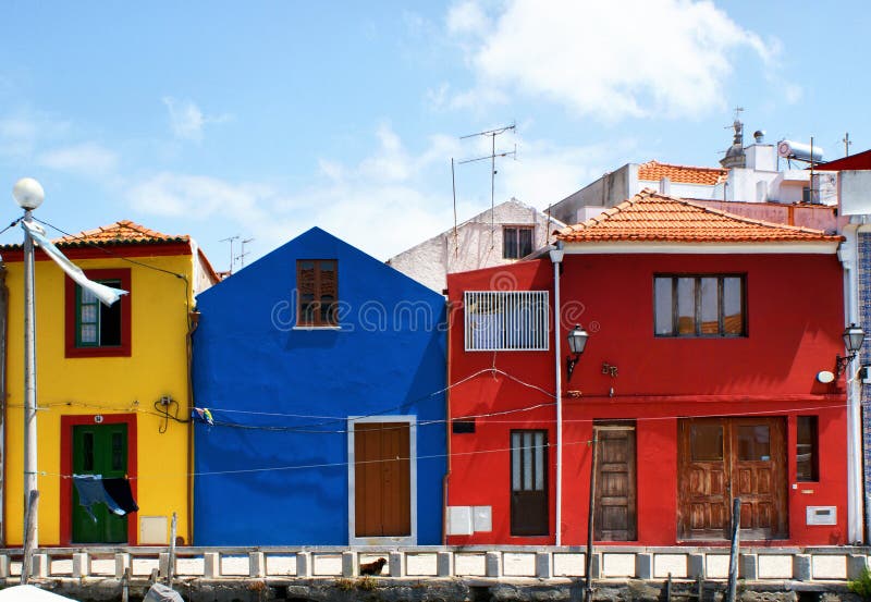 Traditional colorful houses in Aveiro royalty free stock photography Traditional colorful houses in Aveiro royalty free stock photography