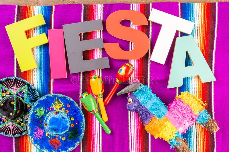 Traditional colorful table decorations for celebrating Fiesta.