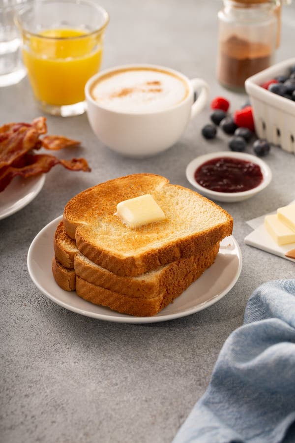 Traditional Continental Breakfast with Toast Stock Photo Image of