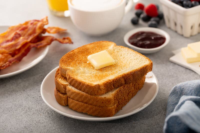 Traditional Continental Breakfast with Toast Stock Image Image of