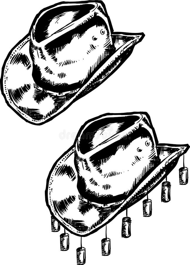 Traditional Cowboy or Australian Style Hat Stock Vector Illustration