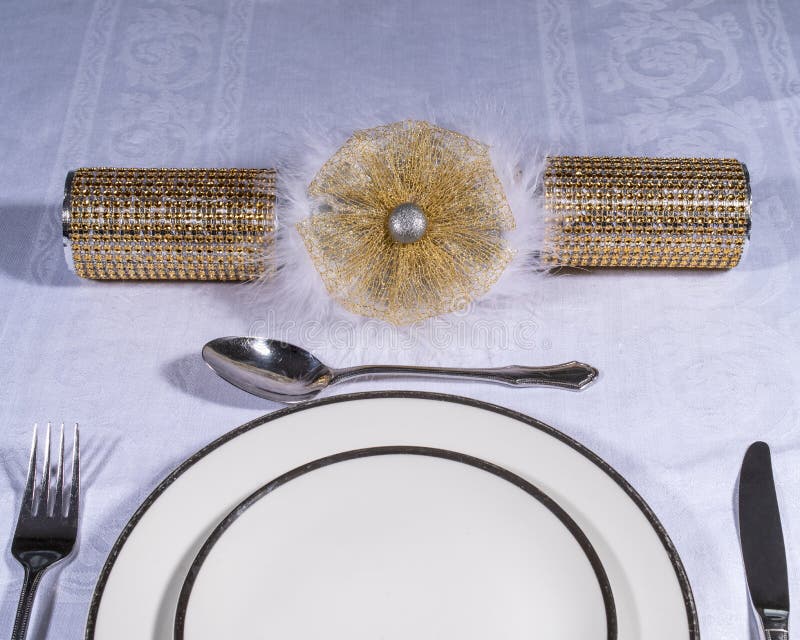Traditional Cracker and Table Setting stock photos