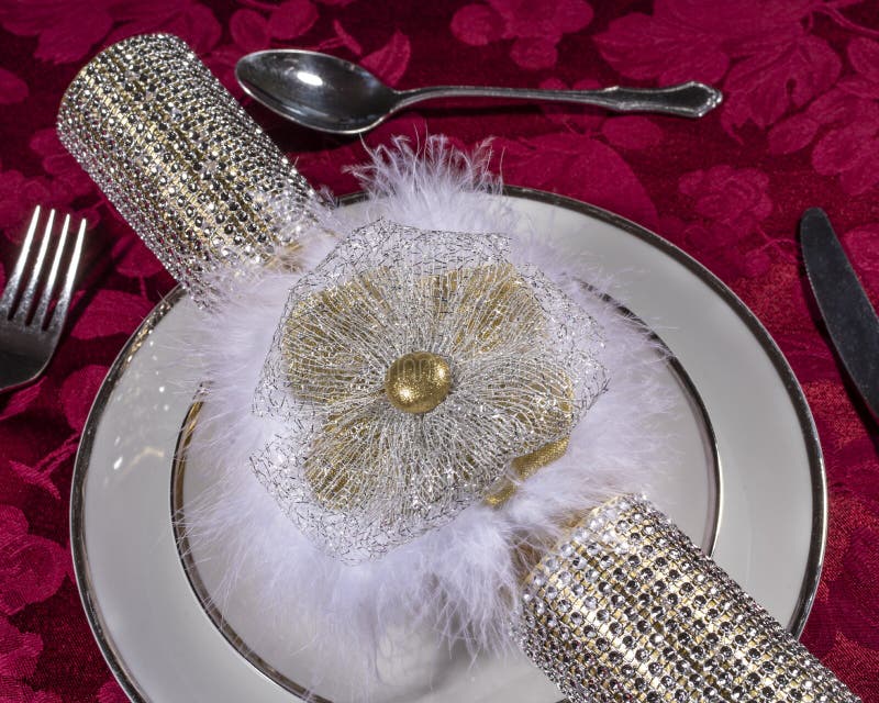 Traditional Cracker and Table Setting stock photography