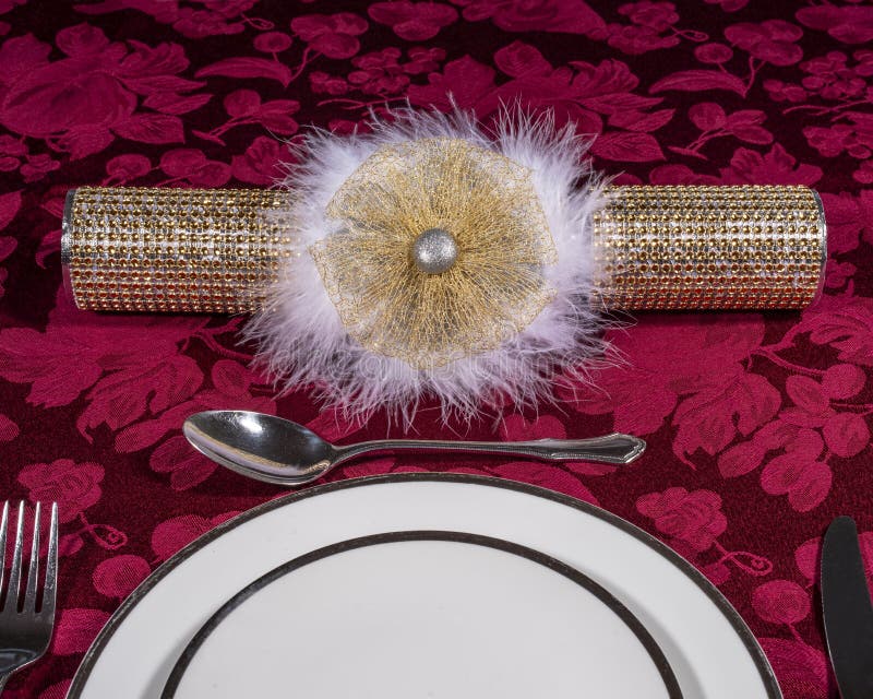 Traditional Cracker and Table Setting stock image
