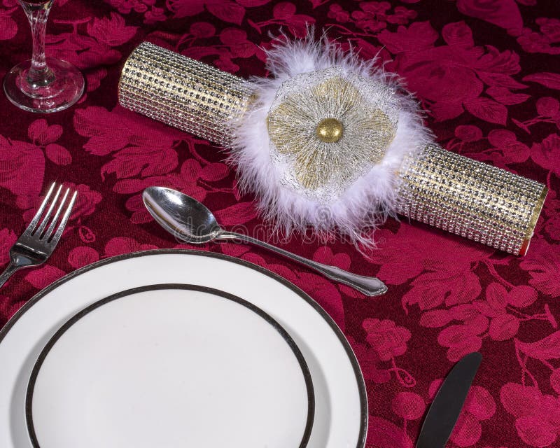 Traditional Cracker and Table Setting stock photography