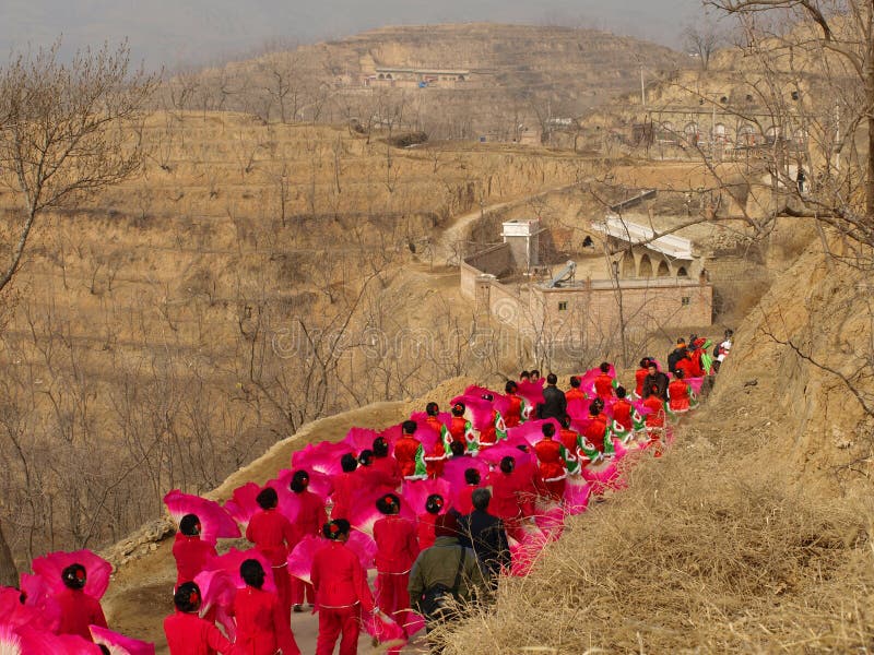 Traditional dance-Yangge during CNY stock photos