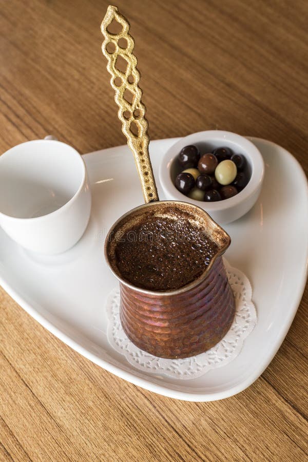 Traditional Delicious Turkish Hot Drink; Turkish Coffee Stock Photo ...