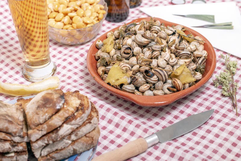 Traditional dish of cooked snails