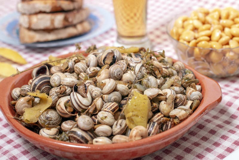 Traditional dish of cooked snails