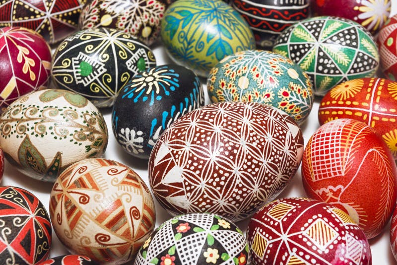 Traditional Drawing on Easter Eggs Stock Photo Image of food, color