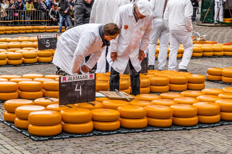 Traditional Dutch Cheese Market in Alkmaar, the Netherlands Editorial