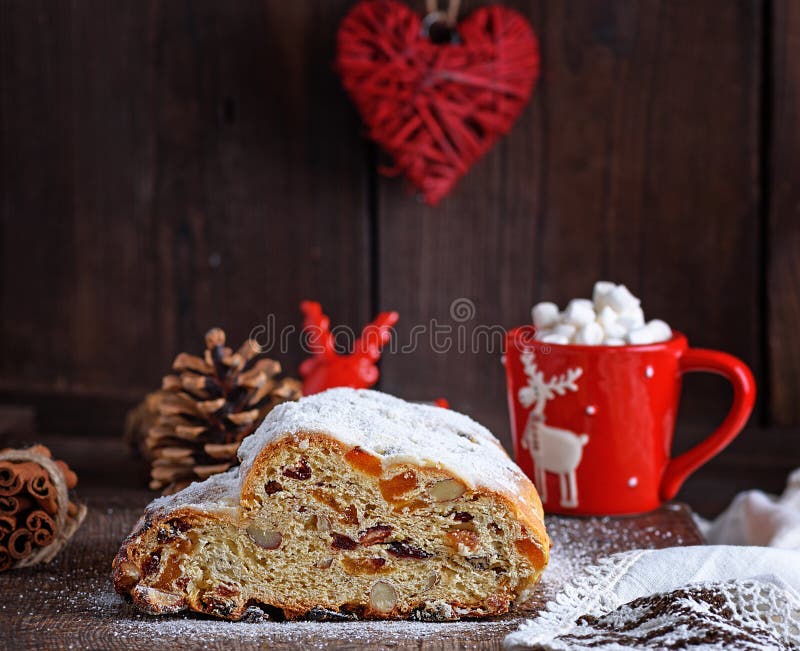 Traditional European Cake Stollen with Nuts and Candied Fruit Stock Image Image of dessert
