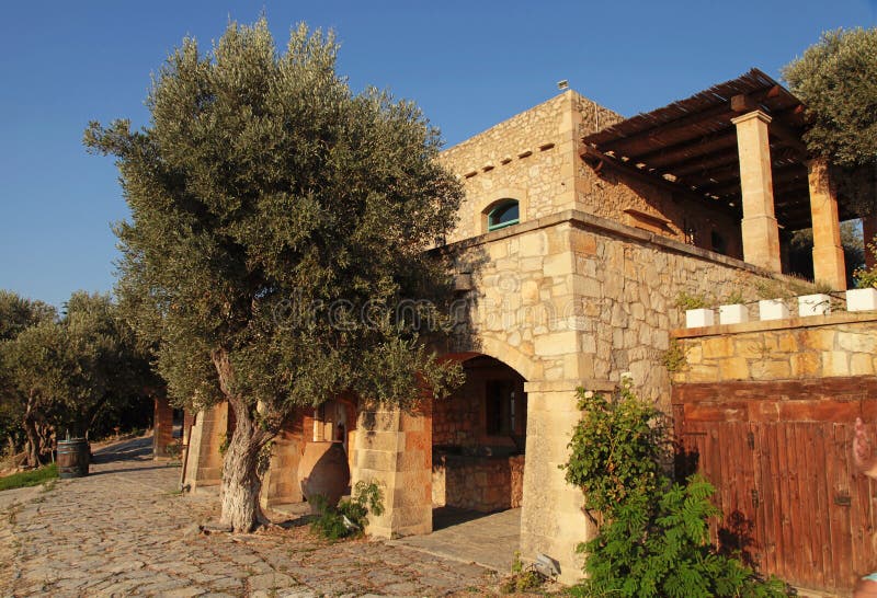 Traditional Farm House at Countryside, Crete Island, Greece Stock Photo