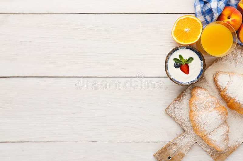 Traditional French Breakfast Background Copy Space Stock Image Image