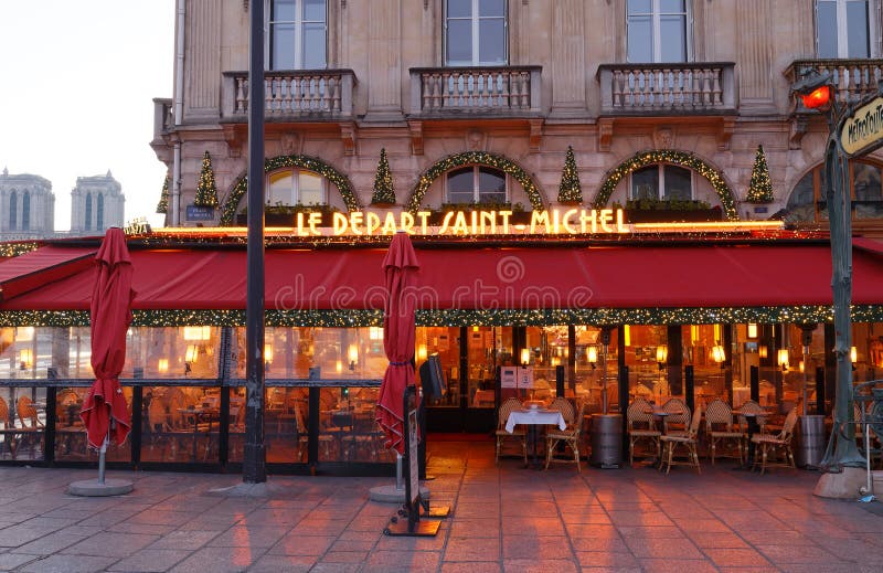 The Traditional French Cafe Le Depart Saint Michel Decorated for ...