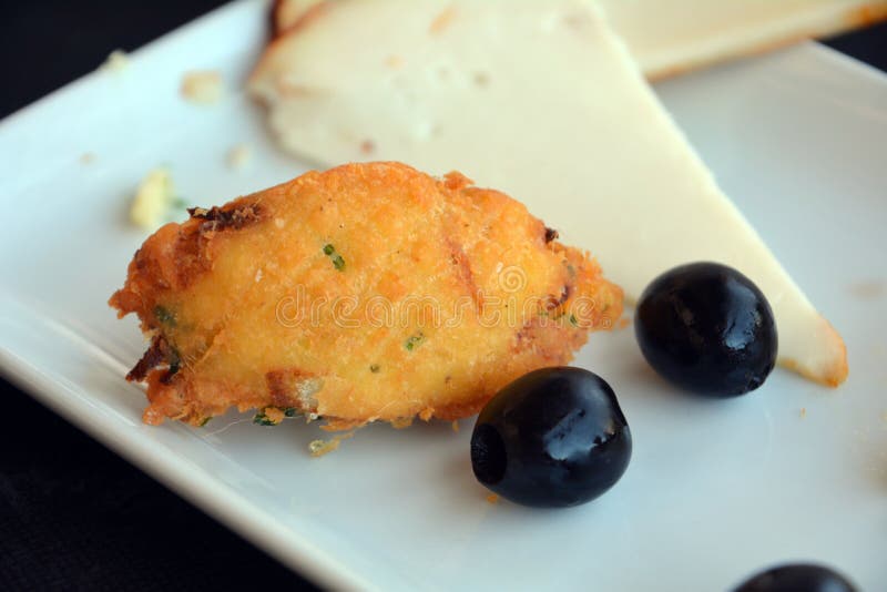 Traditional Fried Spanish Fish Cod Croquettes. Stock Image Image of
