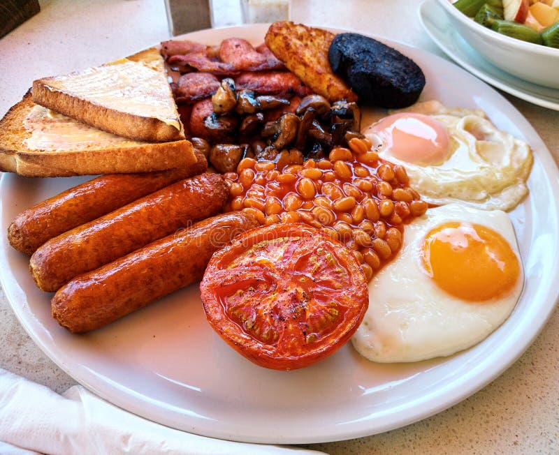 Traditional Full English Breakfast Stock Image - Image of portion, pork ...