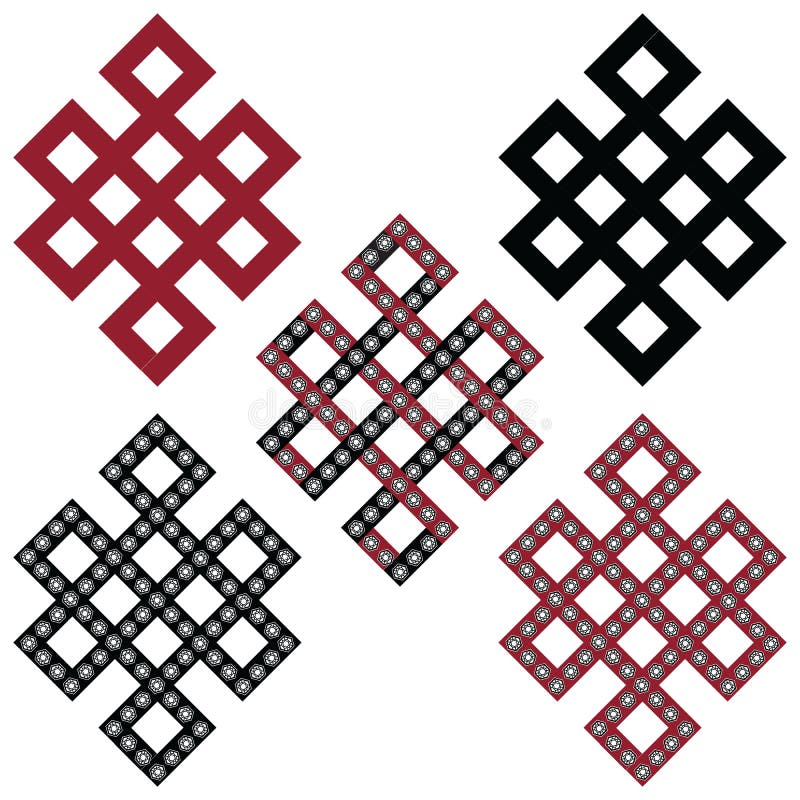 Mandala Style Celtic Style Endless Knot Symbols in White with Black ...