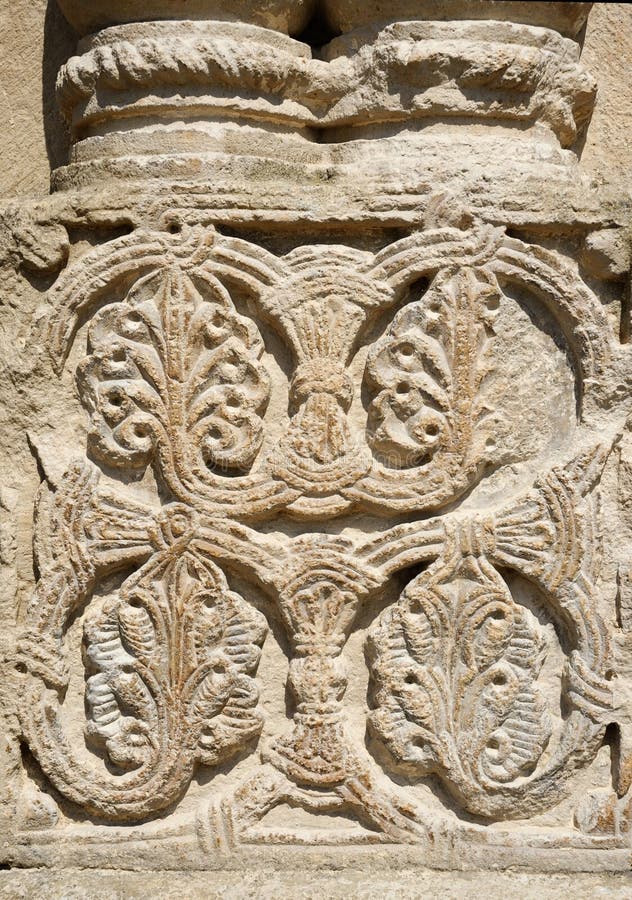 Traditional georgian floral ornament on Bagrati Cathedral,Kutaisi