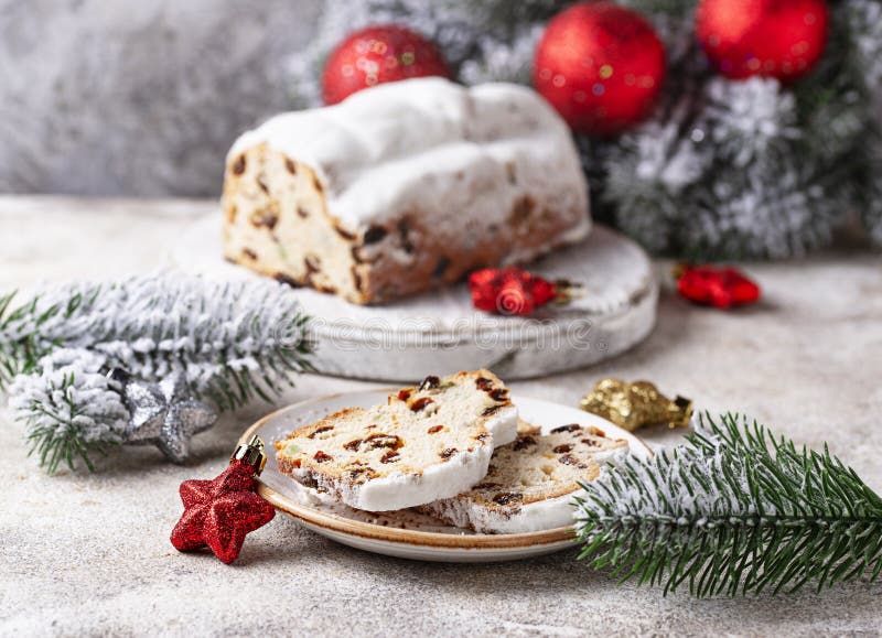 Traditional German Christmas Cake Stollen Stock Photo - Image of
