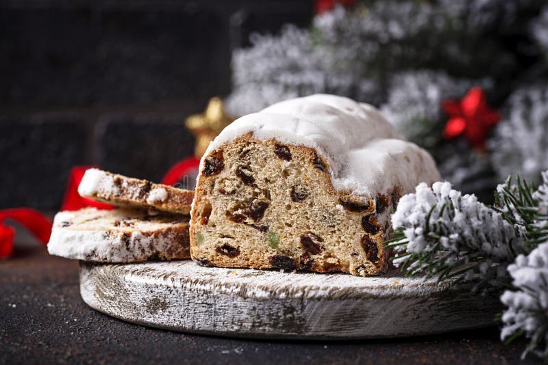 Traditional German Christmas Cake Stollen Stock Photo - Image of dried