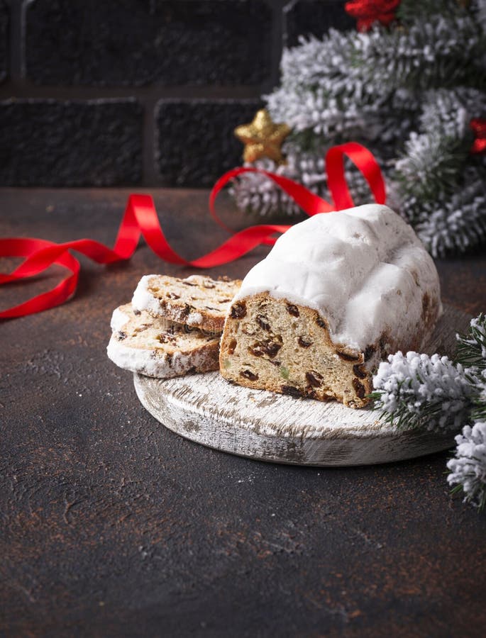 Traditional German Christmas Cake Stollen Stock Photo - Image of