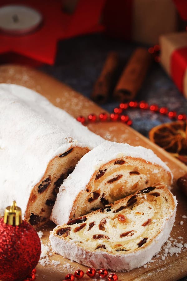 A Traditional German Christmas Cake Stollen Stock Image - Image of