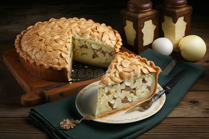 Traditional German Dessert with Almonds in Form of Bavarian Tyrolean