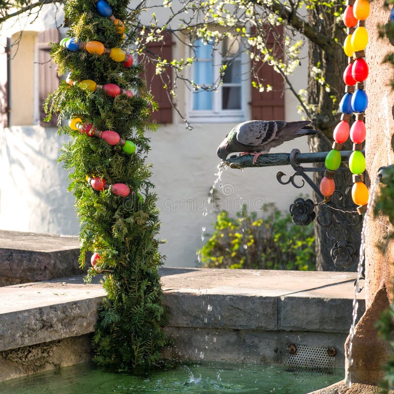 Easter Fountain Outdoor Spring German Decoration Stock Image Image of