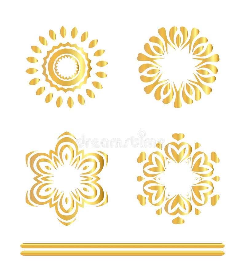 Traditional Golden Decor on White Background Stock Vector