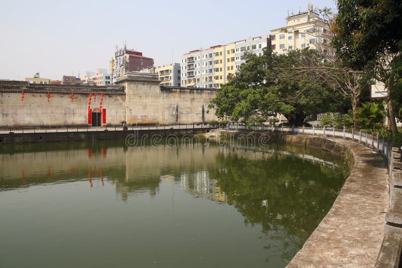 Traditional hakka village in Shenzhen. Crane Lake walled village in Shenzhen, landmark Hakka village in China royalty free stock photography Traditional hakka village in Shenzhen. Crane Lake walled village in Shenzhen, landmark Hakka village in China royalty free stock photography