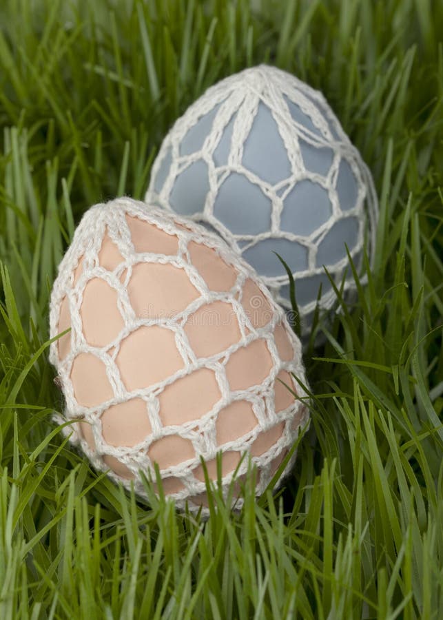 Traditional hand decorated Easter Eggs stock photo