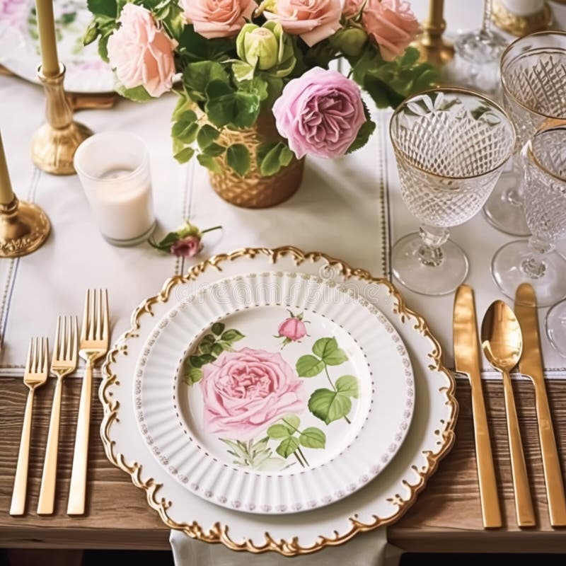 Traditional Holiday Tablescape, Formal Dinner Table Setting, Table ...