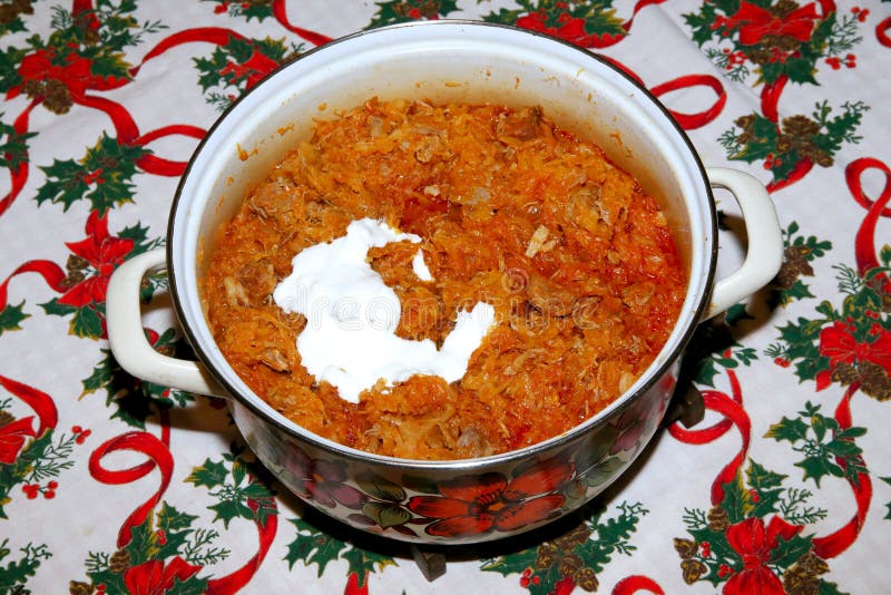 Traditional hungarian cabbage food on christmas table name is szekelykaposzta royalty free stock image Traditional hungarian cabbage food on christmas table name is szekelykaposzta royalty free stock image