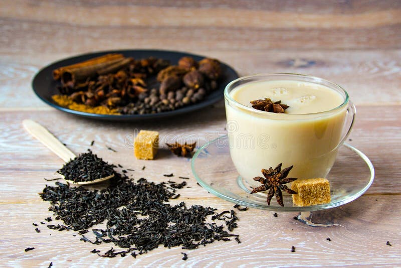 Traditional Indian or Asian Drink Masala Tea with Spices and Sugar. Spice  Tea with Different Ingredients. Stock Photo - Image of rustic, indian:  221657542