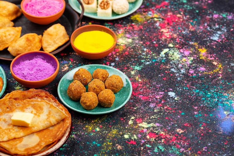 Traditional Indian Holi Festival Food Stock Photo - Image of burfi ...