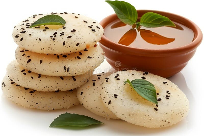 Traditional Indian Rice Cakes with Mint Chutney, Ideal for a Light and
