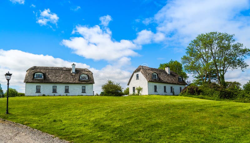 Irish Cottages With Thatch Roof Stock Photo Image Of