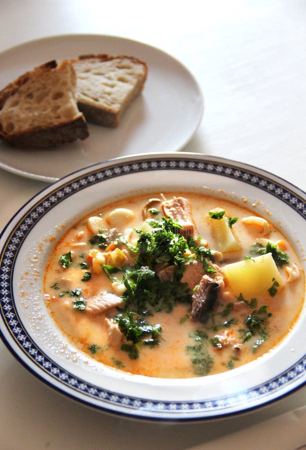 Traditional Irish Fish Soup With Seafood Stock Photo - Image of mussel ...