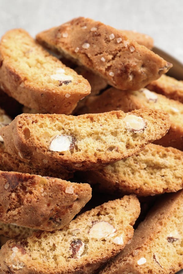 Traditional Italian Almond Biscuits Cantucci, Closeup View Stock Image