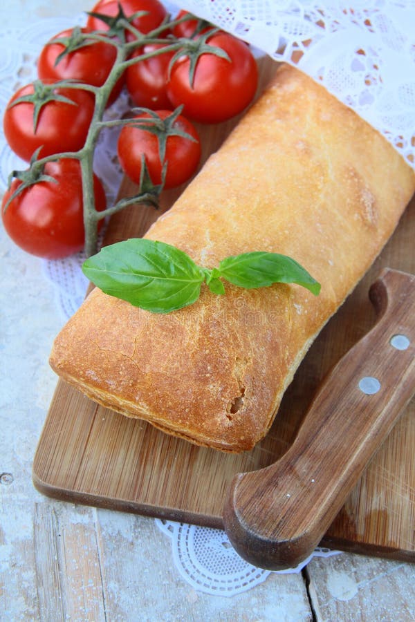 Traditional Italian Ciabatta Bread with Tomato Stock Image - Image of ...