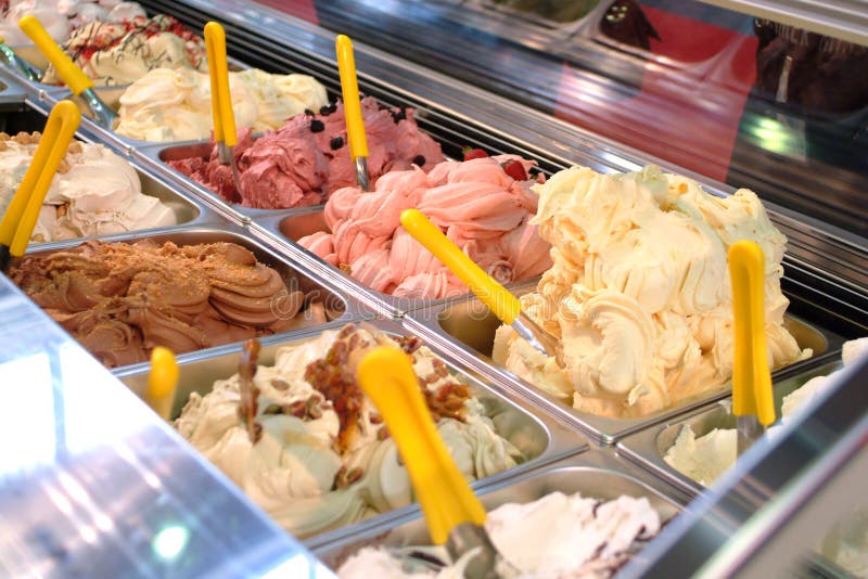 Traditional Italian Ice Cream in Different Flavors Stock Image Image