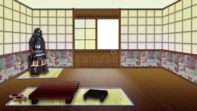 Traditional Japanese Room Interior Stock Illustration - Illustration of  interior, mount: 93992775