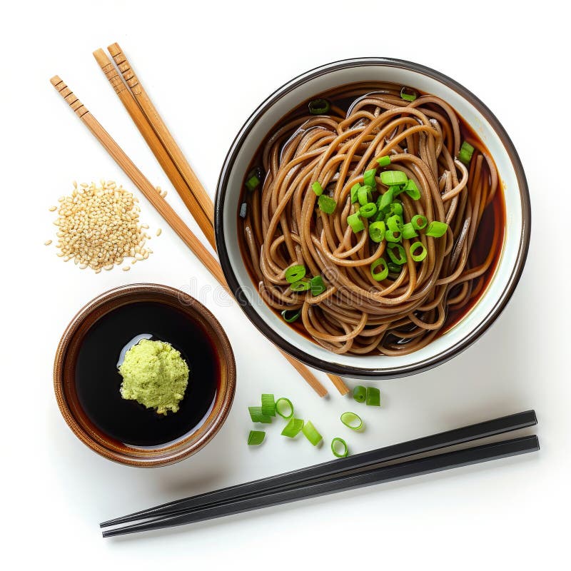 A Traditional Japanese Soba Noodle Dish with Chilled Soba Noodles
