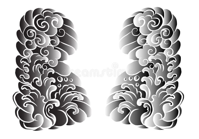 Traditional Japanese Tattoo Background for Tattoo Design. Stock Vector -  Illustration of doodle, bloom: 175131451
