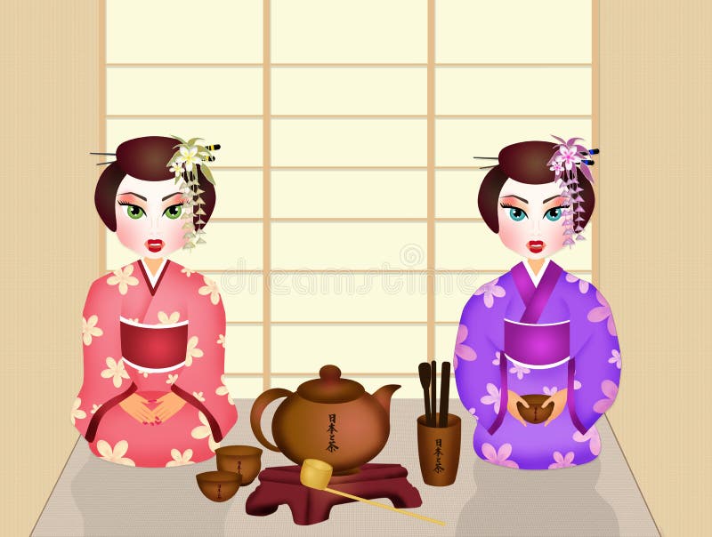 Traditional Japanese Tea Ceremony Stock Illustration Illustration of